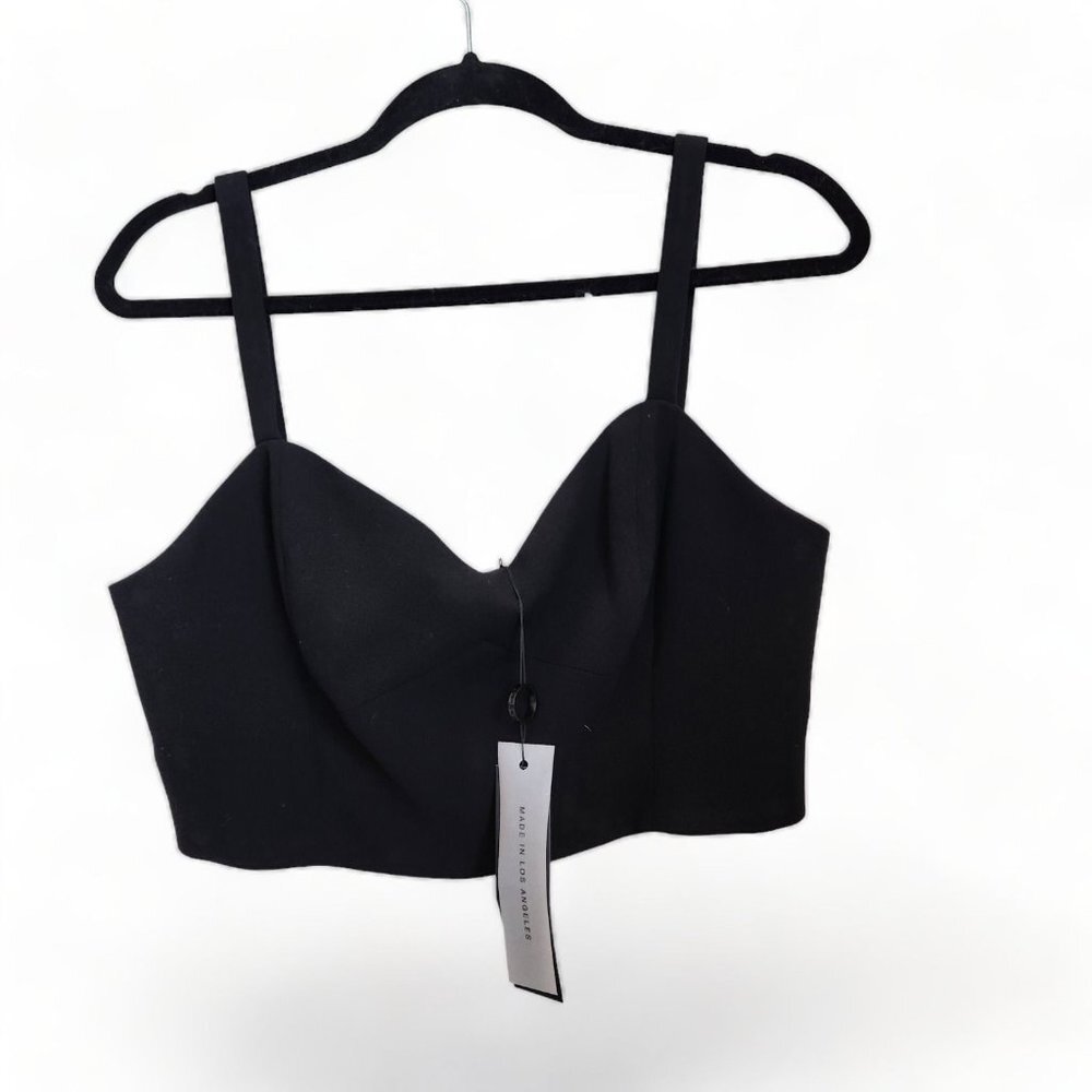 BLACK HALO Bustier Top Womens Size 12 Black Crop Top Sleeveless Tank‎ NWT